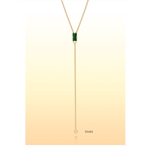 Colar Rommanel 531883 Gravata Banhado a Ouro 18K com Cristal Baguete