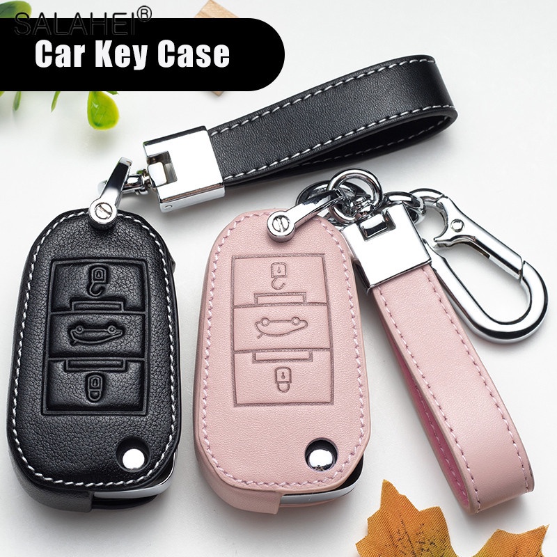 Couro Caso Chave Do Carro Para Peugeot 208 306 307 301 308 S 407 2008 3008 4008 5008 RCZ Citroen C1 C2 C3 C4 C5 DS3 DS4