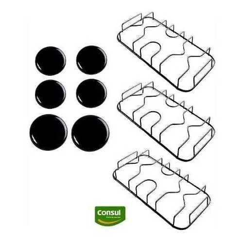 Kit Espalhador Tampas + Grelhas Peças Fogão Consul - 6 Bocas