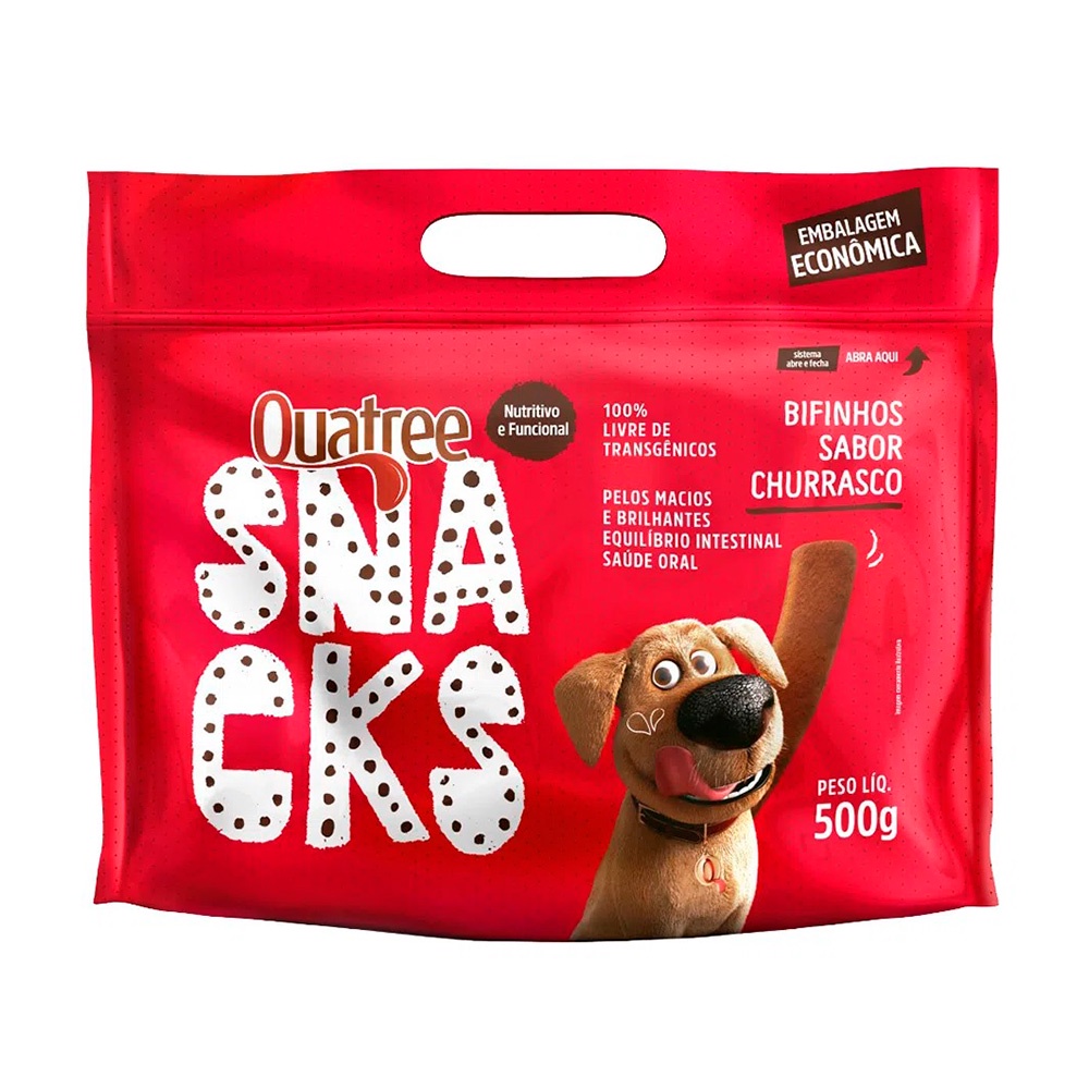 Snack Quatree Bifinho Para Cães Sabor Churrasco - 500g em Oferta na Shopee