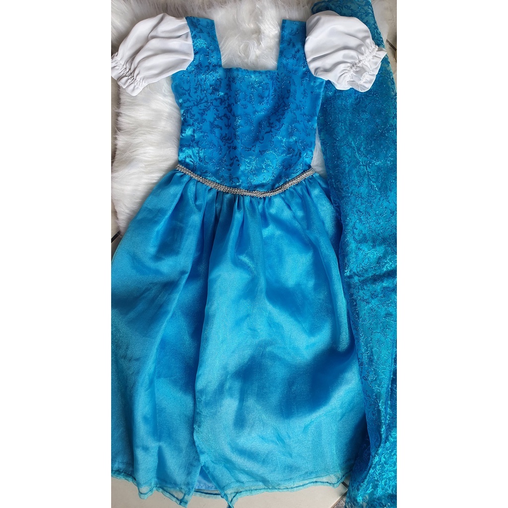 Vestido infantil fantasia princesa Elsa frozen com capa desapego bazar