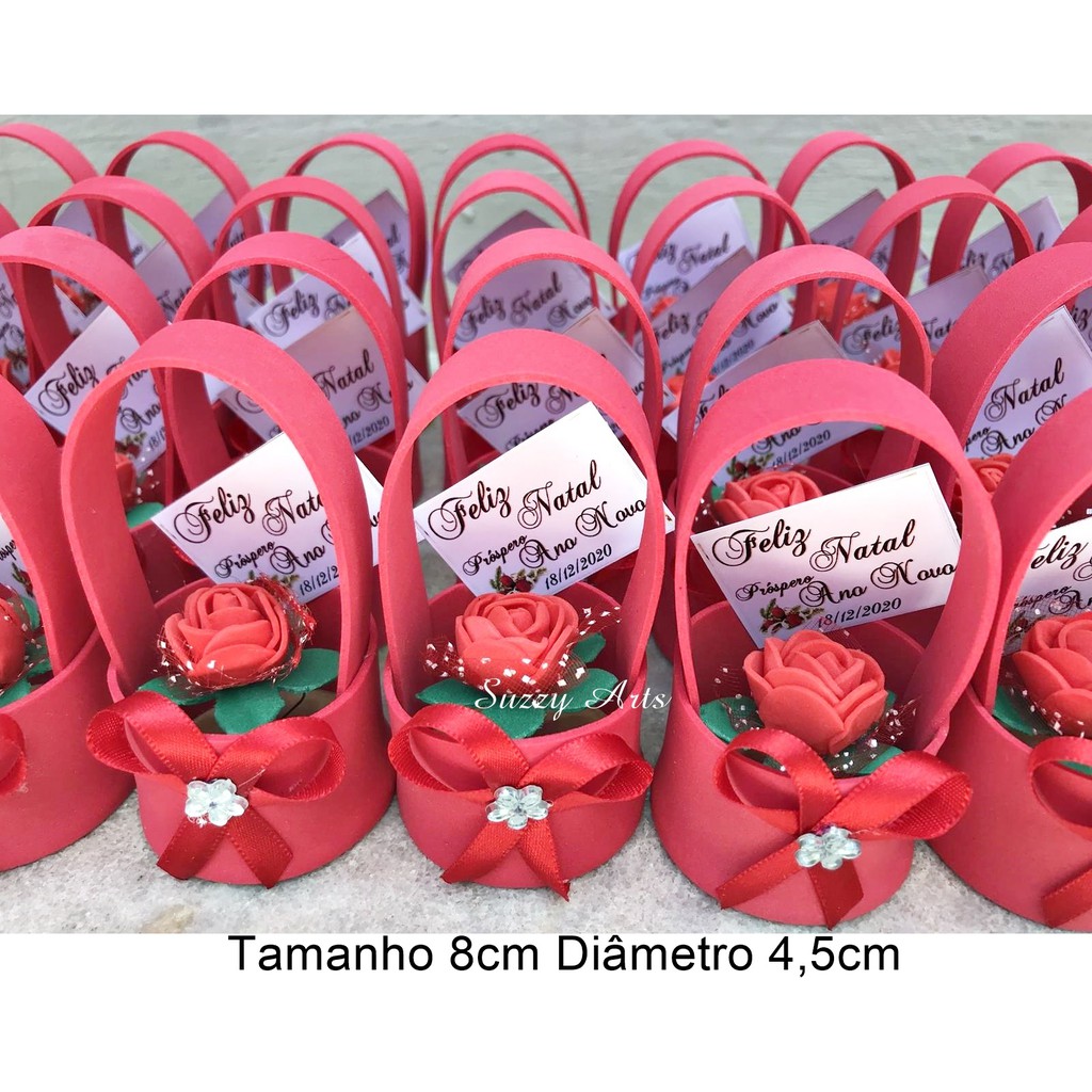 20 Lembrancinha de Natal - Mini Cesto Eva Arranjo Mini Rosa Eva Tag  Personalizada Feliz Natal | Shopee Brasil
