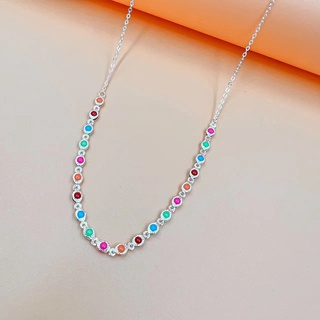 Colar Choker Estilo de personalidade colorida feminina folheado banhada a prata 925