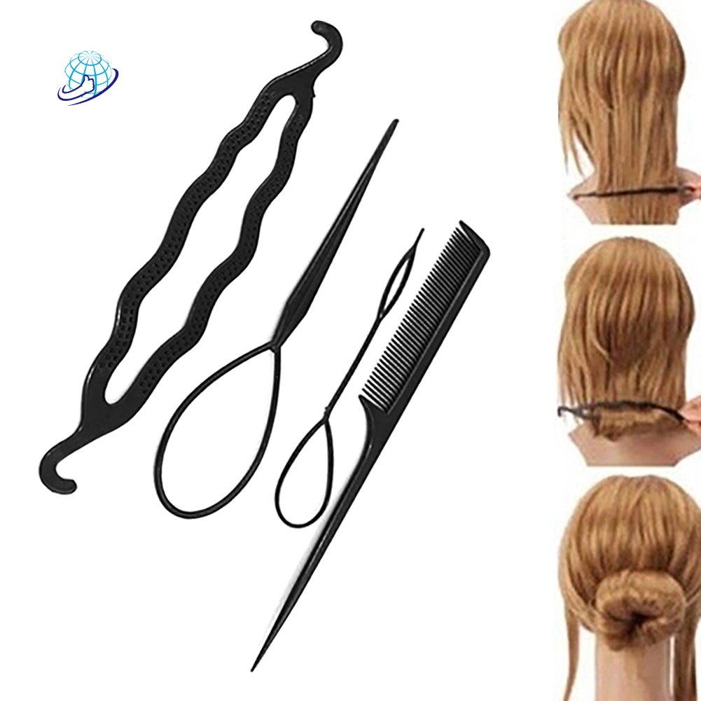 Hot sale | |Women\'s 4Pcs Hair Twist Styling Clip Stick Bun Maker Braid  Tool Hair Accessories | Shopee Brasil