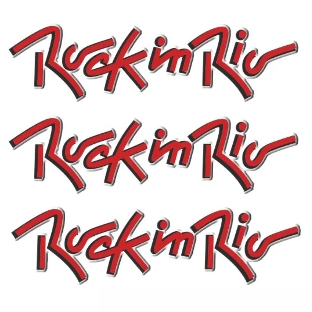 Emblemas Rock In Rio Adesivo Resinado Vermelho Linha Volkswagen Fox Gol Saveiro (kit 3 Pçs)