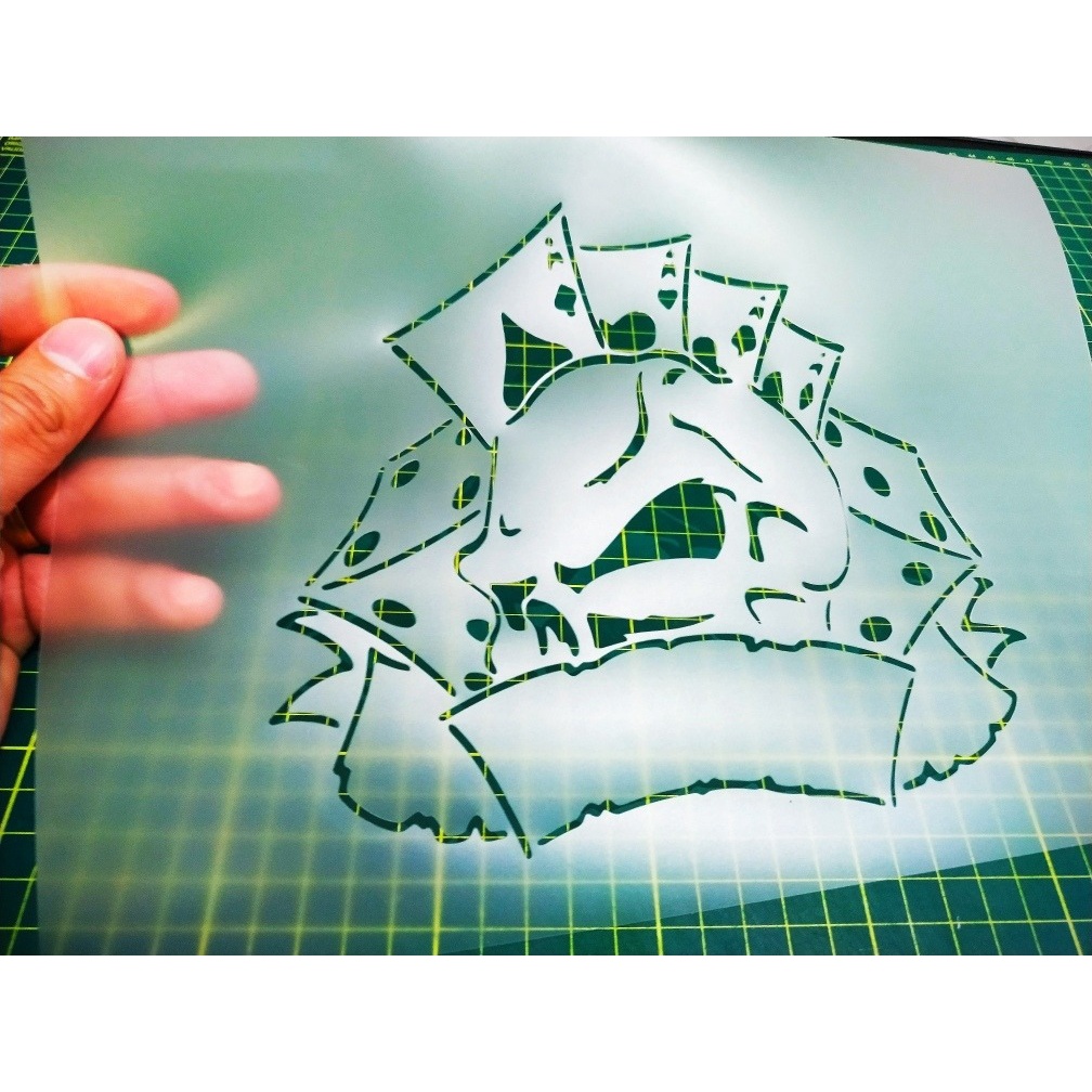 Molde Stencil Vazado Caveira Moikano de Cartas p/ Aerografias e Pinturas 2R19