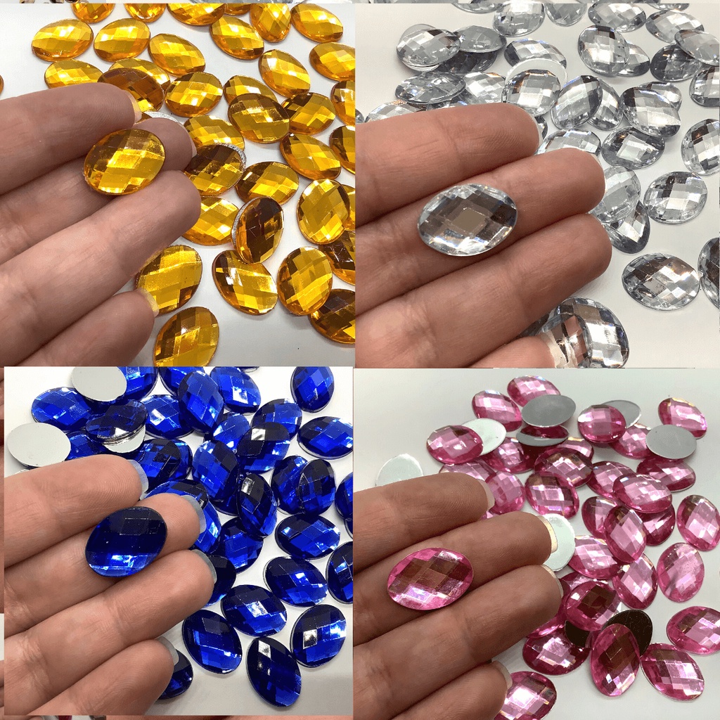 Chaton Para Colagem Oval 13x18mm Pacote com 50 Unidades