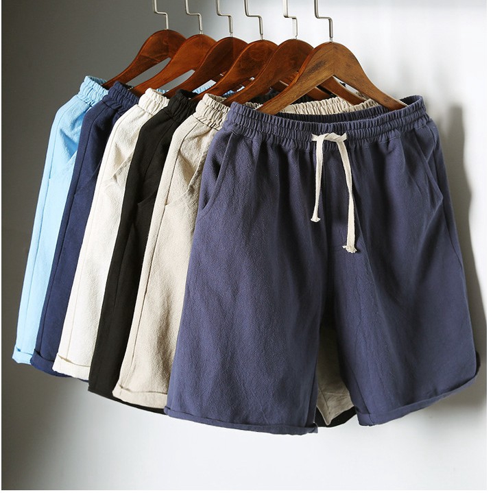 Shorts de Algodão e Linho Elegante Masculino
