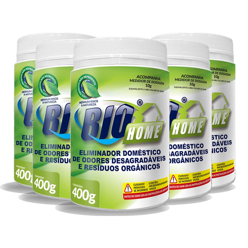 Limpa Fossa, Caixa de Gordura e Ralos - BioHome 400g - Kit com 5