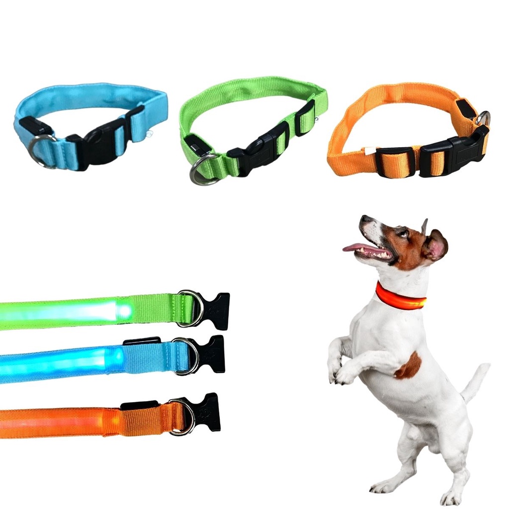 Coleira Para Cachorro Pet Com Led Tamanho Médio Regulável em Oferta na Shopee
