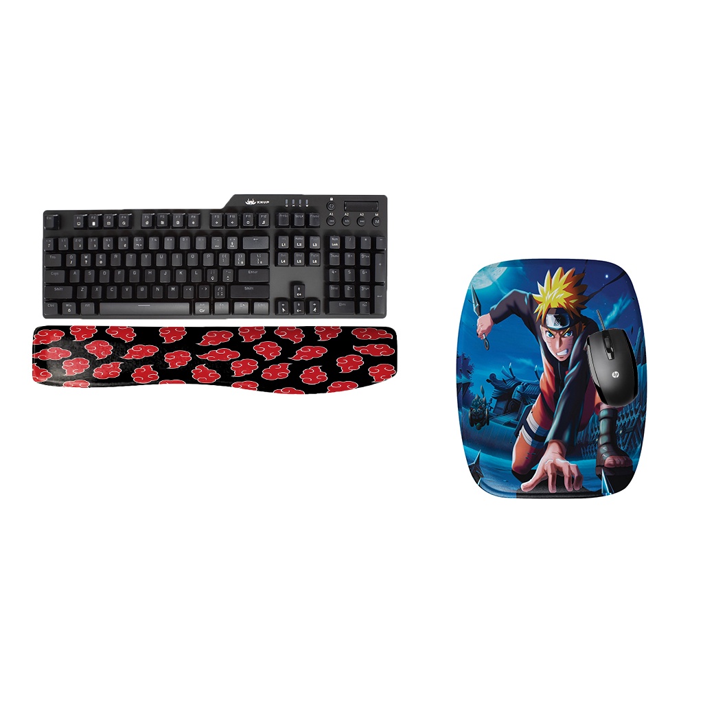 Kit Mouse Pad Ergonômico e Apoio de Teclado Naruto Shippuden