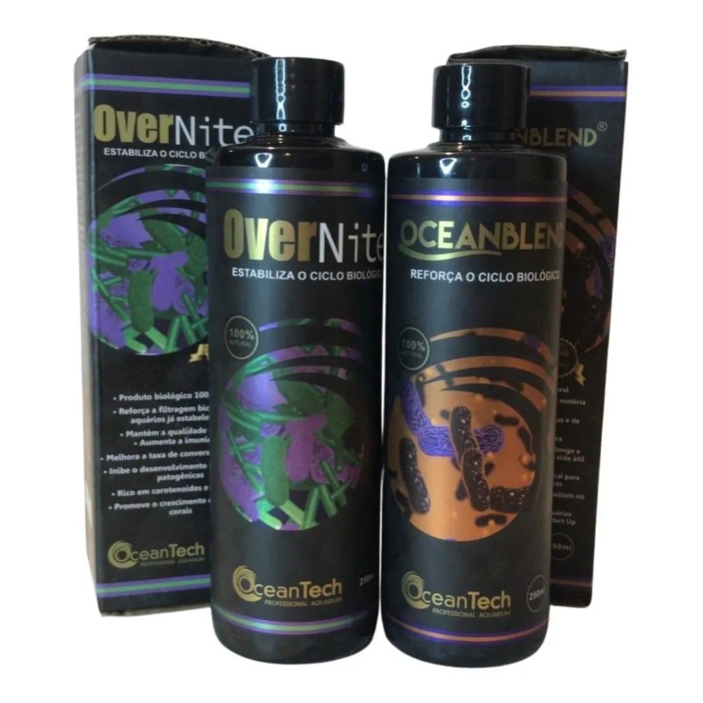 Kit Over Nite 250ml + Ocean Blend 250ml Para Aquario de Agua Doce E Marinho