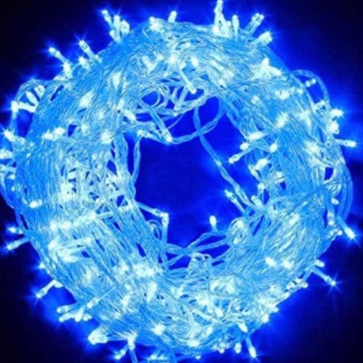 Pisca Pisca Cordão De 100 LEDs Azul 10 Metros 220v Decoração Para Natal Luz Forte (Fio Transparente) C: 1043