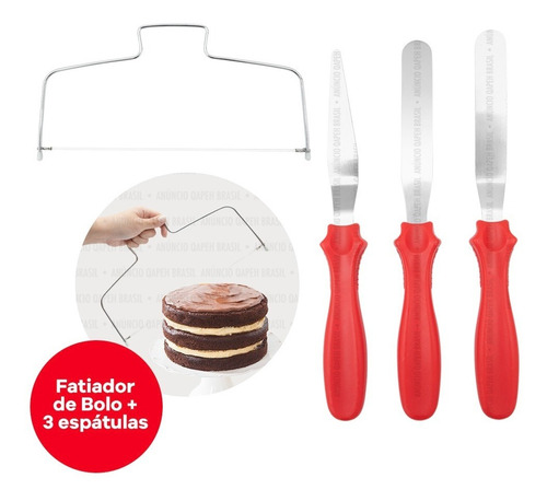 Kit Cortador Nivelador De Bolo + 3 Espátulas Confeitaria em Oferta na Shopee