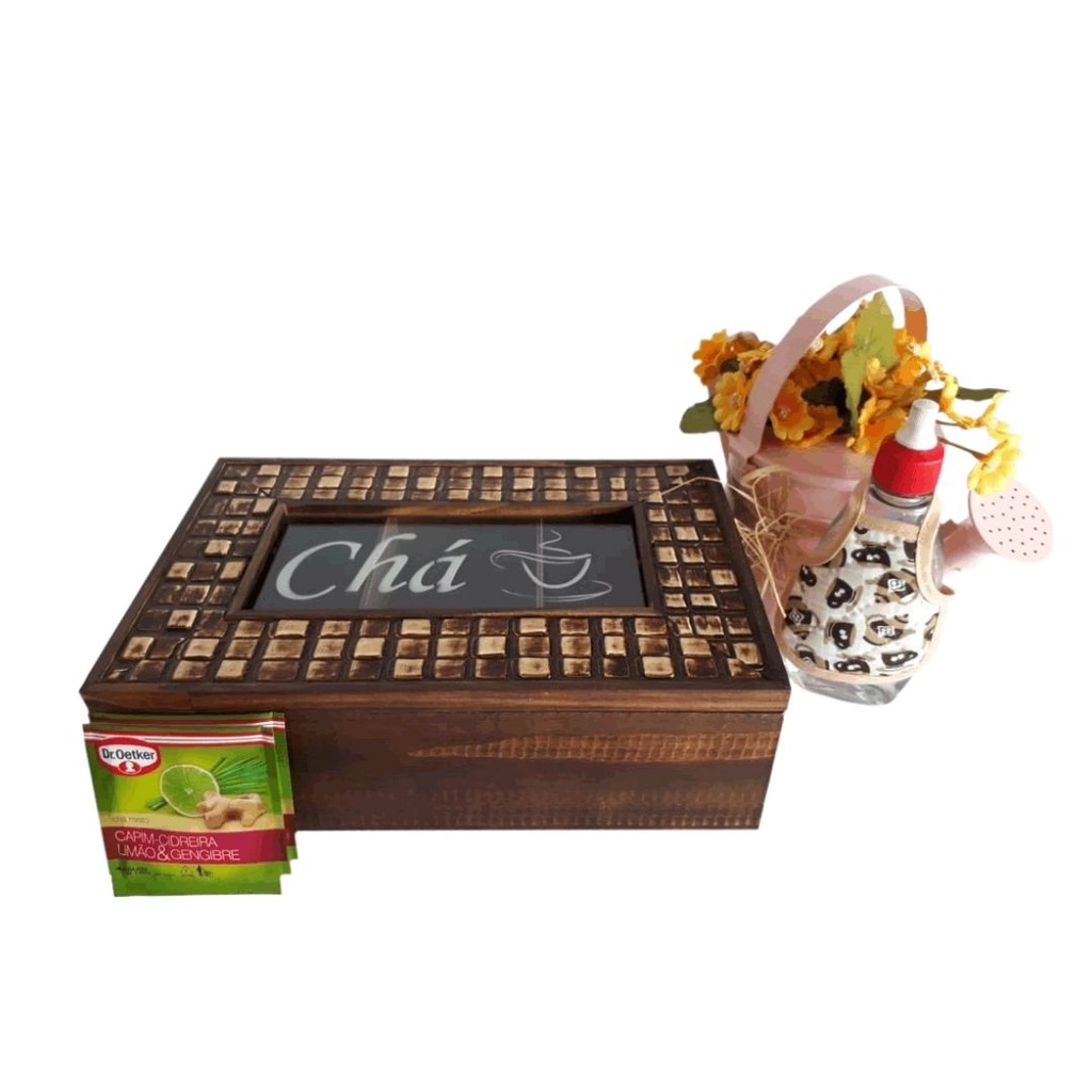 Caixa Estojo Organizador Porta Chá Sachês Madeira Maciça Tratada Super Luxo