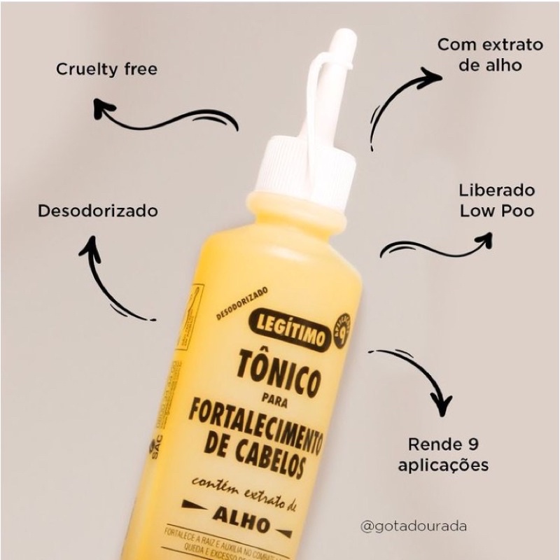 Tônico de alho para Fortalecimento e Crescimento de Cabelo Gota Dourada - 100 ml