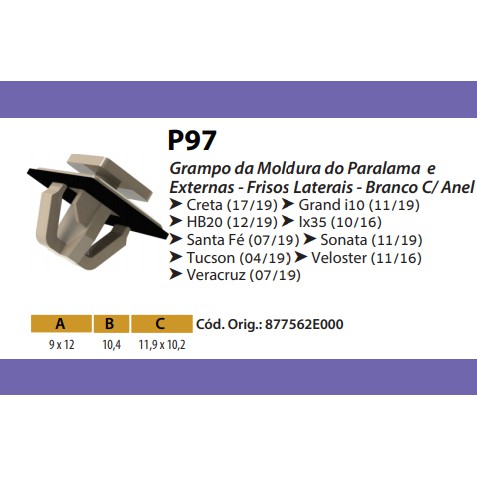 10, 20 ou 50 Grampos Moldura do Paralama Frisos Laterais HYUNDAI KIA — imagem 2 de 2