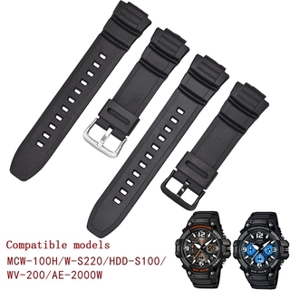 Pulseira De Silicone Para Relógio Casio MCW-100H/110H/W-S220/HDD-S100 WV-200/AE-2000/2100 16mm Acessórios De Pulso
