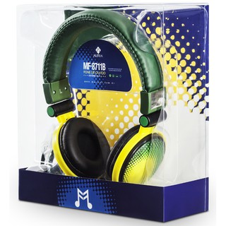 Fone de Ouvido MF-8711B, Fone Ouvido Verde Amarelo. Fone Brasil