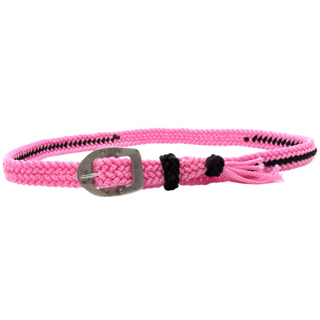 Bandinha de Cordinha para Chapéu Rosa e Preto Trançada Inox Regulável