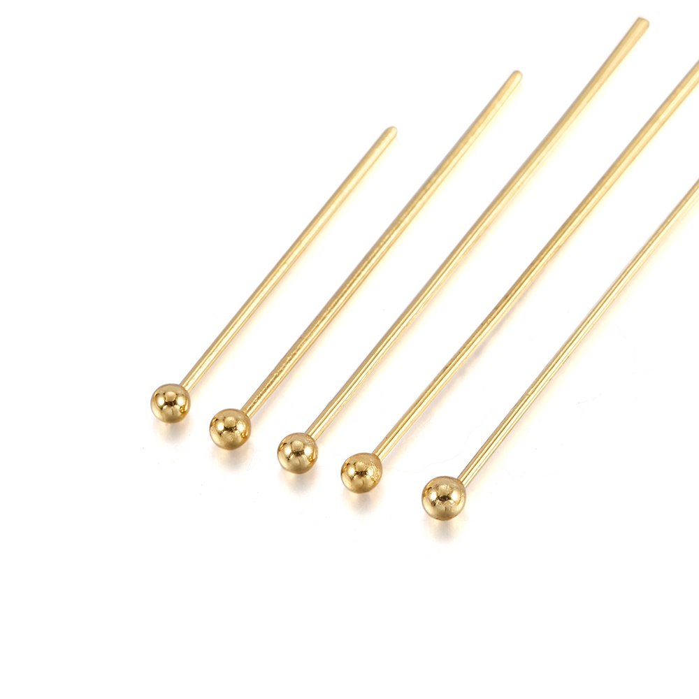 50pçs Alfinetes De Cabeça De Bola De Aço Inoxidável Dourado 20 25 30 35 40 45mm Pino De 45mm Acessórios Para Fabricação De Jóias DIY