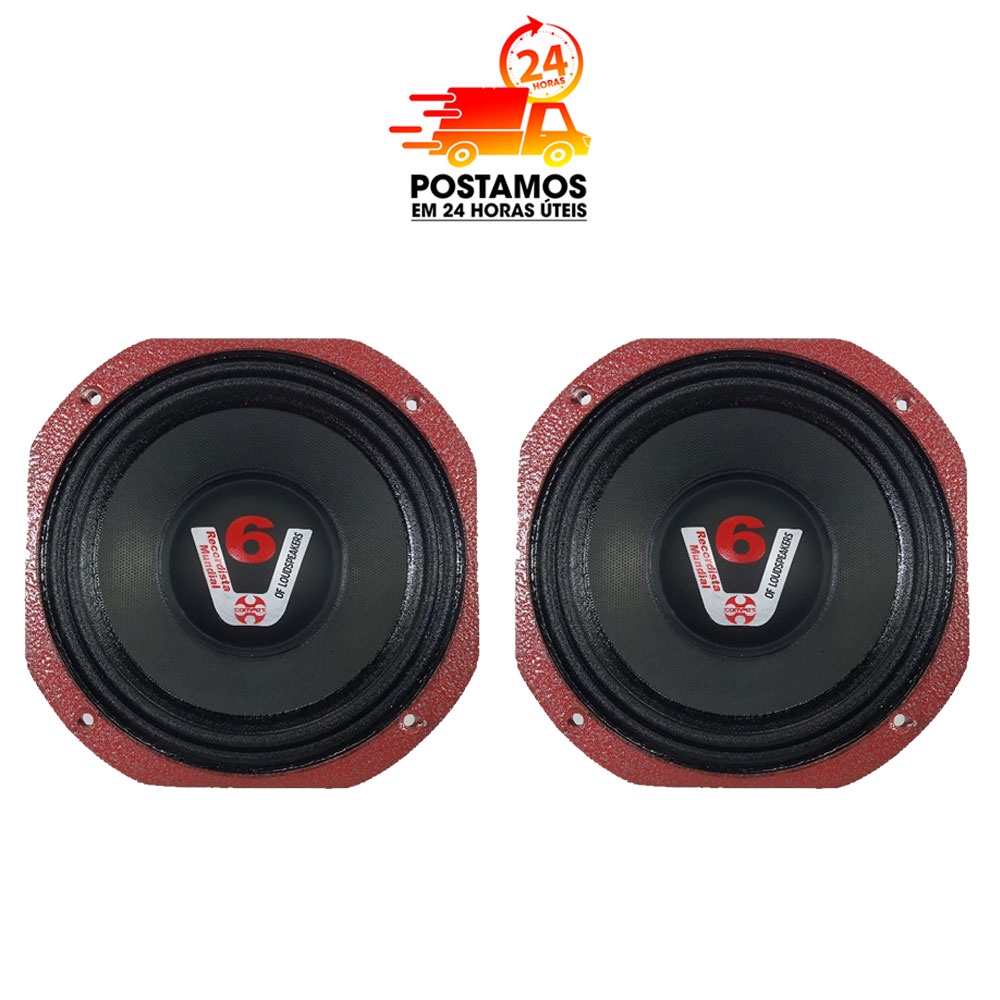 Kit 2 Alto Falante Woofer Vermelho Alumínio Compet 8 Polegadas 4-8 ohms 420w Rms Cone Tecido