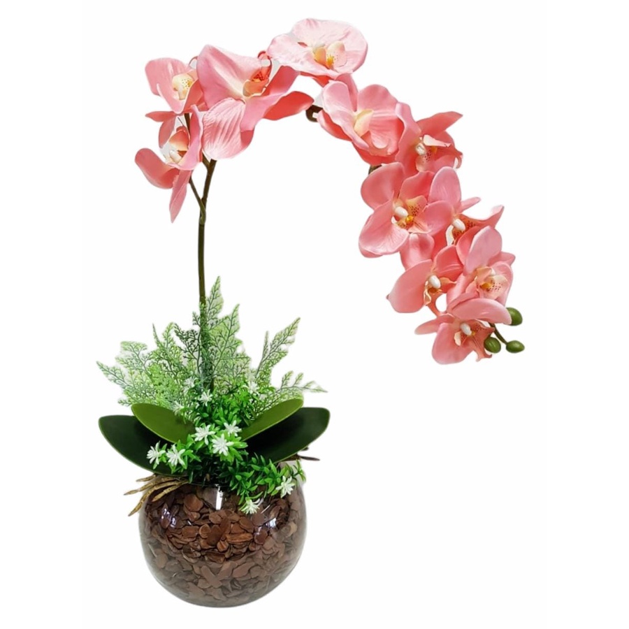 Arranjo Orquídeas Artificiais Vaso Flores Decoração Enfeite Casa Mesa |  Shopee Brasil