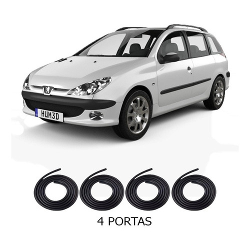 Kit Borrachas De Vedação Peugeot 206 Sw 2007 2008 4 Portas