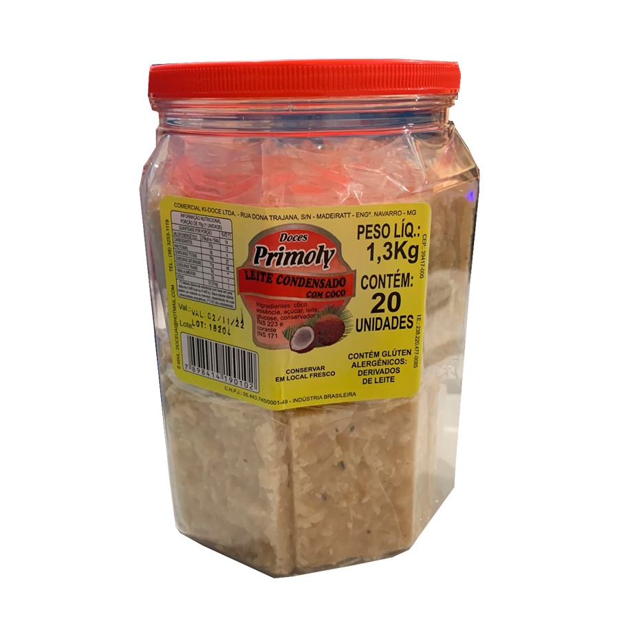 Cocada Leite Condensado Com Coco C/20un Primoly