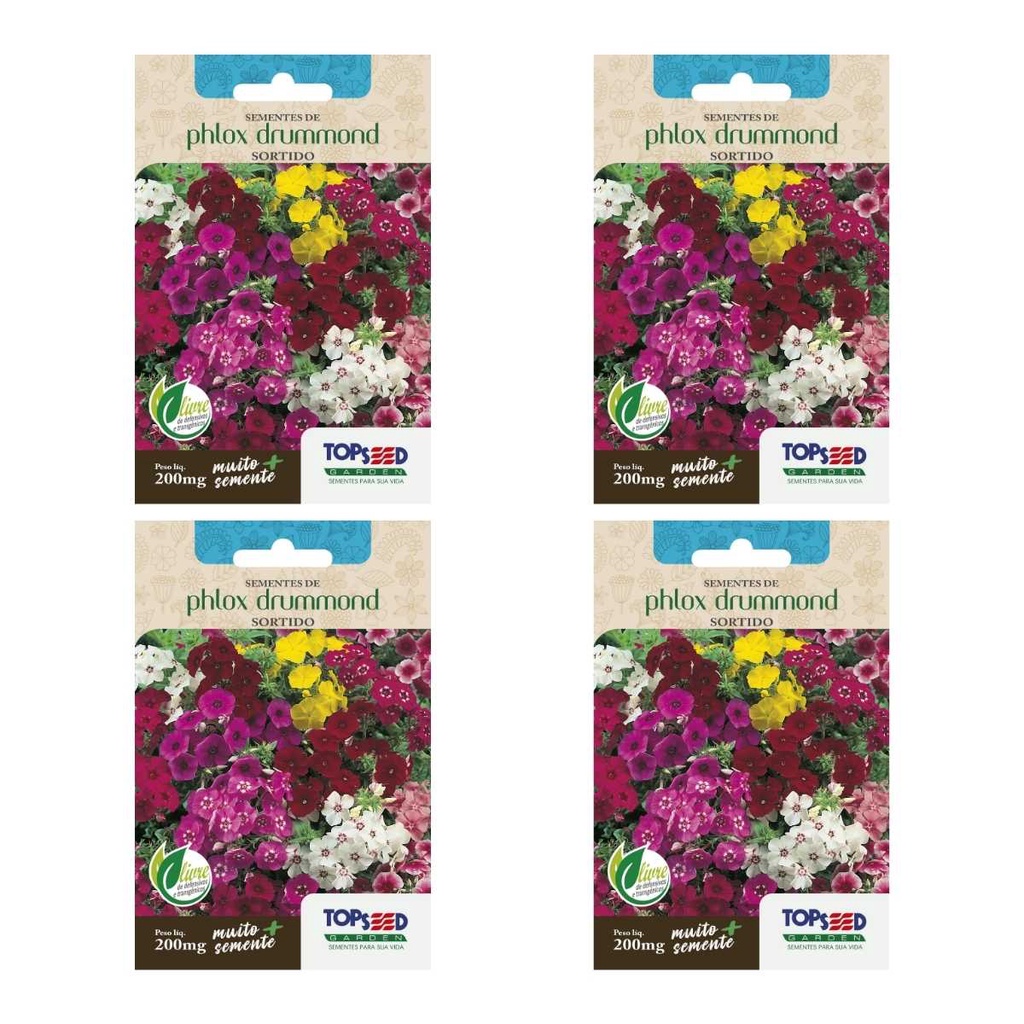 4X Sementes Phlox Drummond (Sortido) TOPSEED em Oferta na Shopee