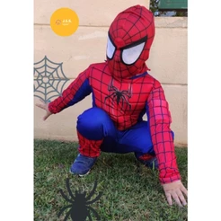 Fantasia Infantil Homem-Aranha/Spider-Man dos Vingadores/Avengers - Longo com Músculos e Máscara de Tecido