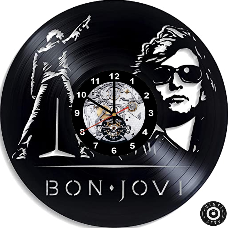 Relógio  de parede Bon Jovi - Feito em disco De Vinil Real - Disco de vinil cortado - Bon Jovi