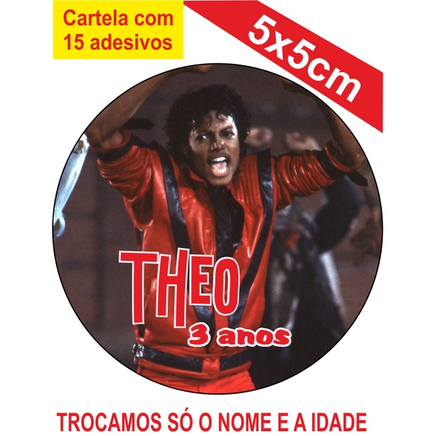 Adesivos Thriller Michael Jackson  Personalizados 5x5cm Festa Aniversário Lembrancinha