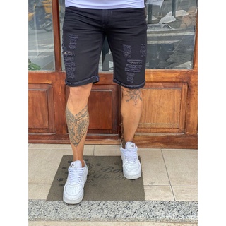 Bermuda Jeans PRETA Destroyed Original Moda Masculina