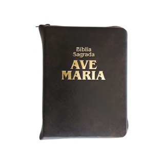 Livro Bíblia Sagrada Ave Maria Capa Marrom Zíper Bolso em Oferta na Shopee