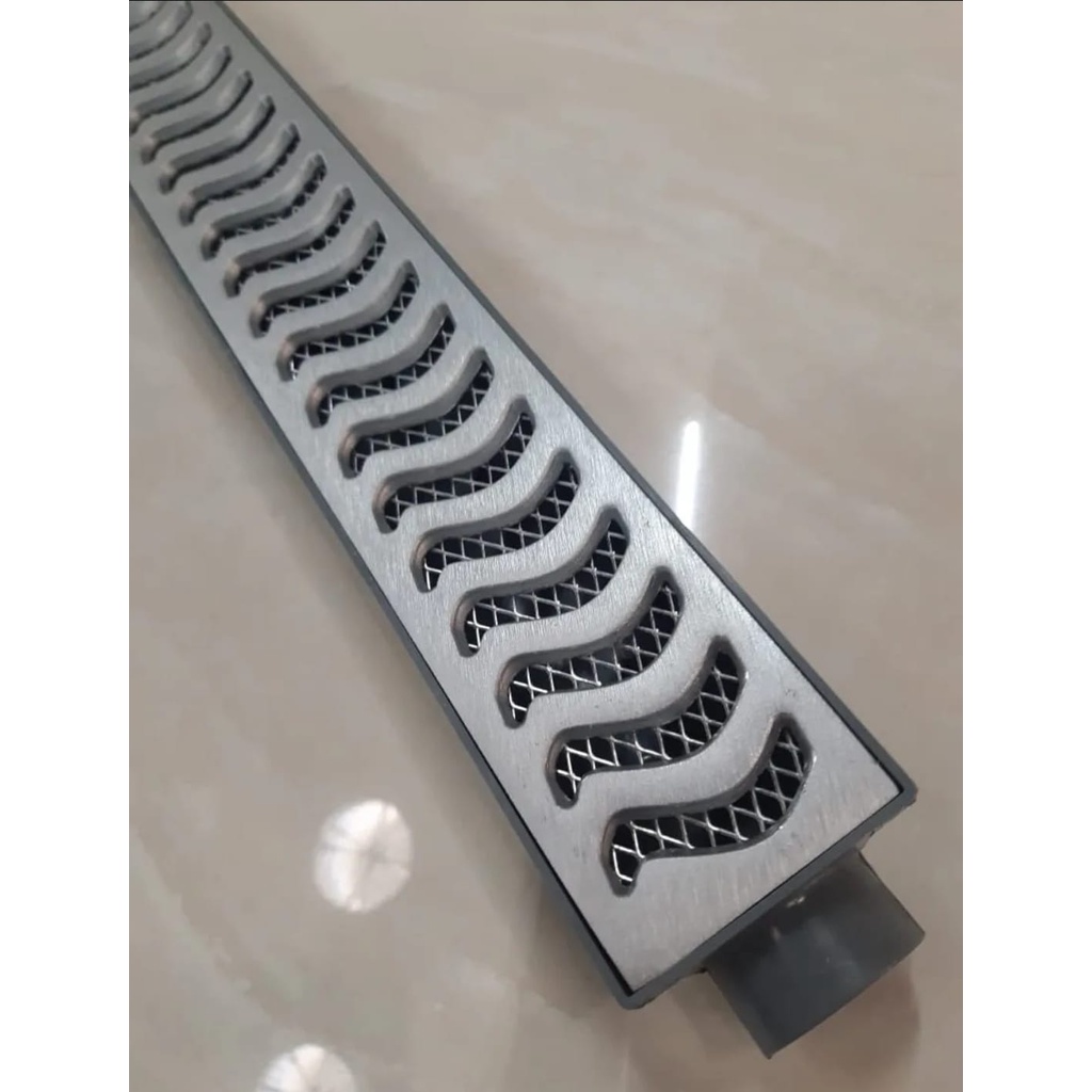 Ralo Linear 6X50Cm Sifonado Anti Inseto Com Grelha De Alumínio Elite Coletora Cinza
