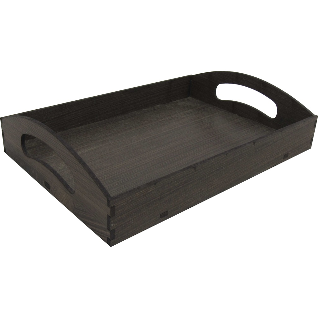 Bandeja Pequena MDF 20x14x5 cm com Pintura Amadeirada Marrom Decoração Rústica e Funcional