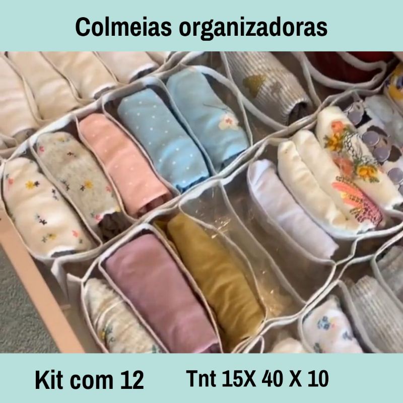 Organizador Colmeia para Body bebê kit com 12 unidades (tamanho 15X40X10) em Oferta na Shopee