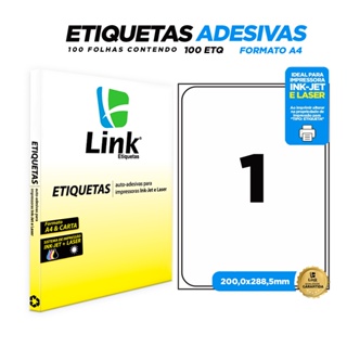 Etiqueta Adesiva A4 200,0mm x 288,5mm 100 Folhas - Link Etiquetas em Oferta na Shopee