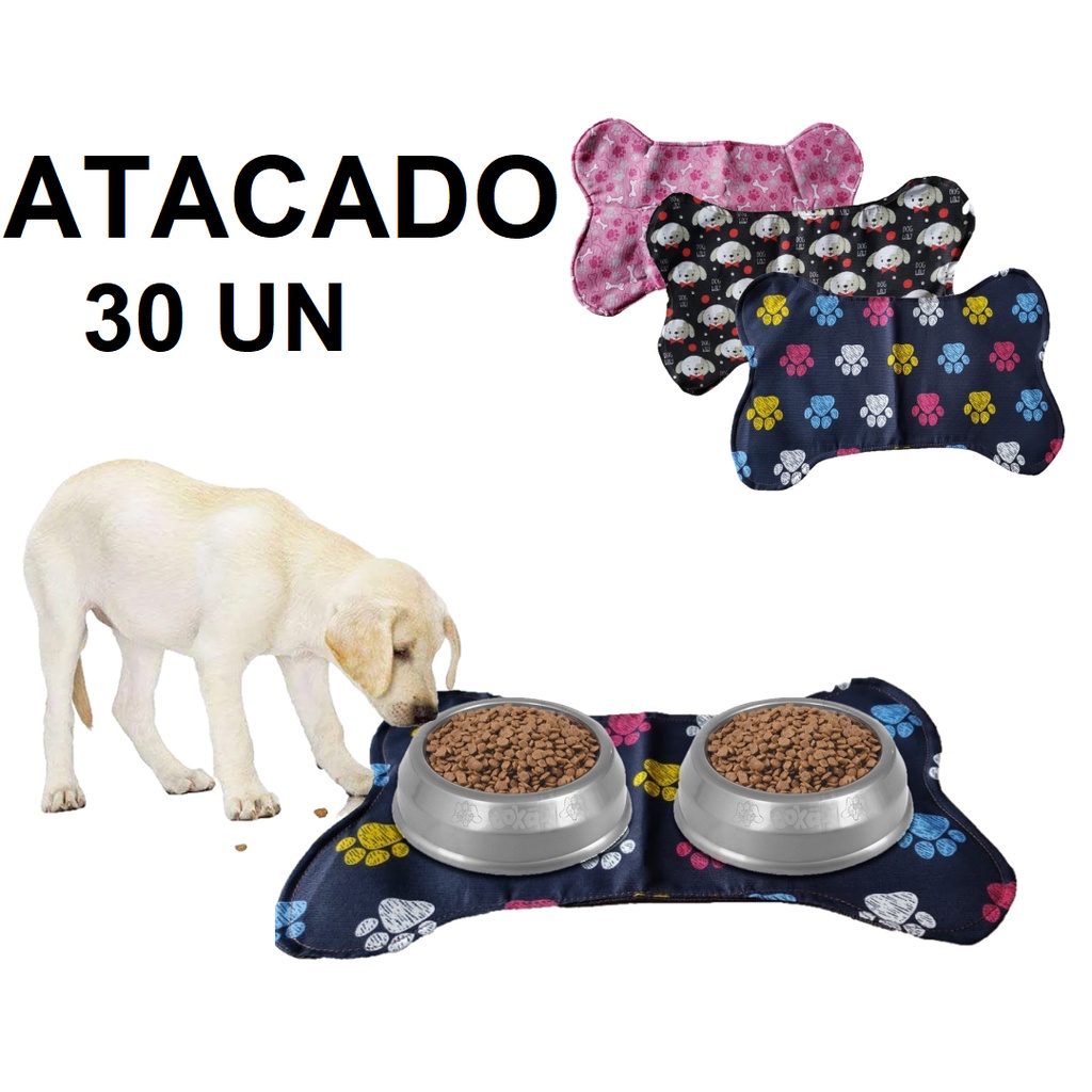 kIT ATACADO 30 Tapete Pet Cães Para Tigela Comedouro Pet Animal Osso 50x35 cm