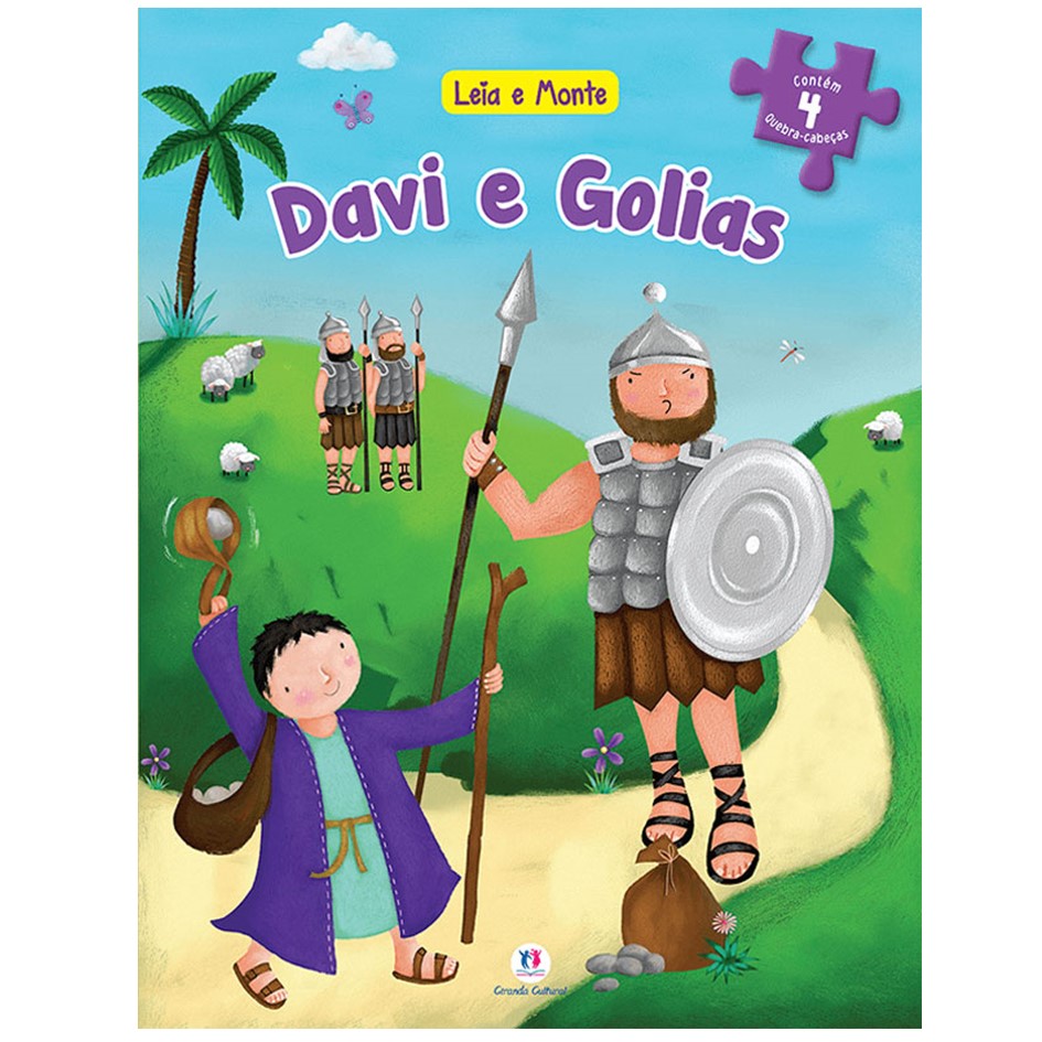 Livro com quebra-cabeça Bíblico - Davi e Golias