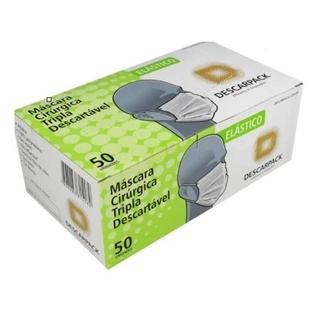 Máscara Descartável Tripla Clip Nasal Kit C/ 50 Und - Anvisa