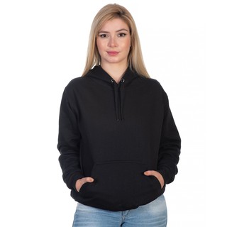 Moletom Feminino Com Capuz e Bolso Liso Sem Estampa Canguru