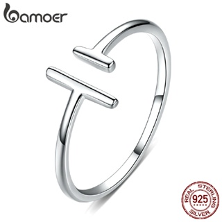Bamoer Anéis De Prata 925 Paralela De Linhas SCR555 em Oferta na Shopee