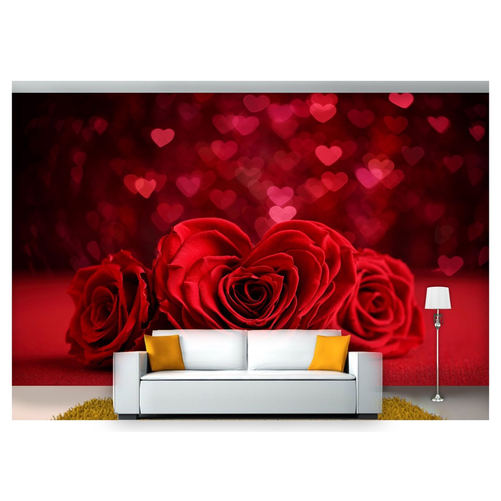 papel de parede Flores Rosas Romantico 3D 10m² NFL209