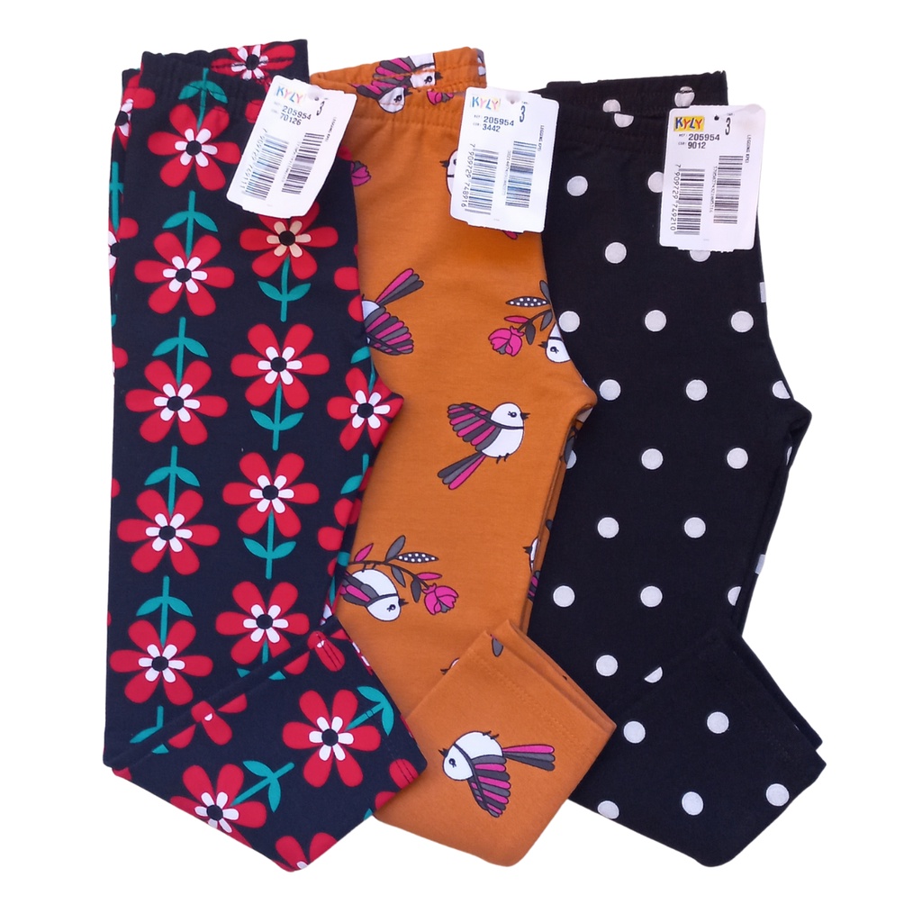 Calça Legging Infantil Kyly Flanelada - Kit 3 Peças - 1 Ao 8 em Oferta na Shopee