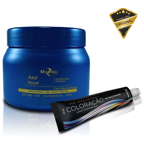 1 Tinta Cabelo Azul Royal + 1 Matizador 250 Mairibel/hidraty