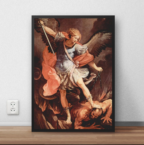 Quadro  Poster Emoldurado Religioso Sao Miguel Arcanjo P1240