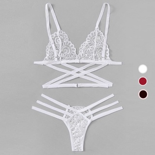 Conjunto De Roupa Íntima Feminina Sexy De Renda Slim-Fit Sem Elasticidade