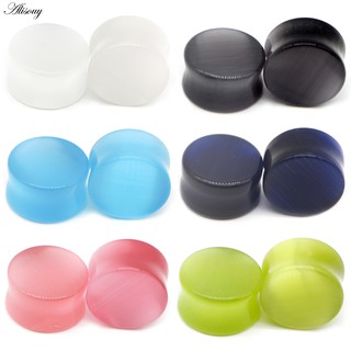 Alisouy 1Pair Túneis De Orelha De Pedra Cimofante Orgânica Tampões Perfuração Expansores Jóias Corporais Medidores De Brincos 6mm 8mm 10mm 12mm 14mm 16mm